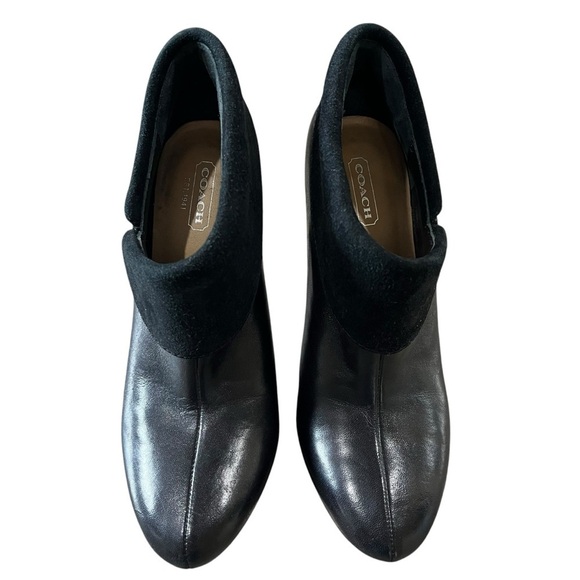 Coach Annika Black Leather Slip On Pointed Toe 4” Heel Ankle Booties Women’s 6 B - Picture 3 of 11